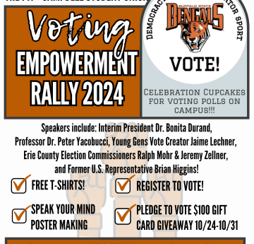 Voting Empowerment Rally 10/24/24 from 12:15-1:30 in the lower level of the Union