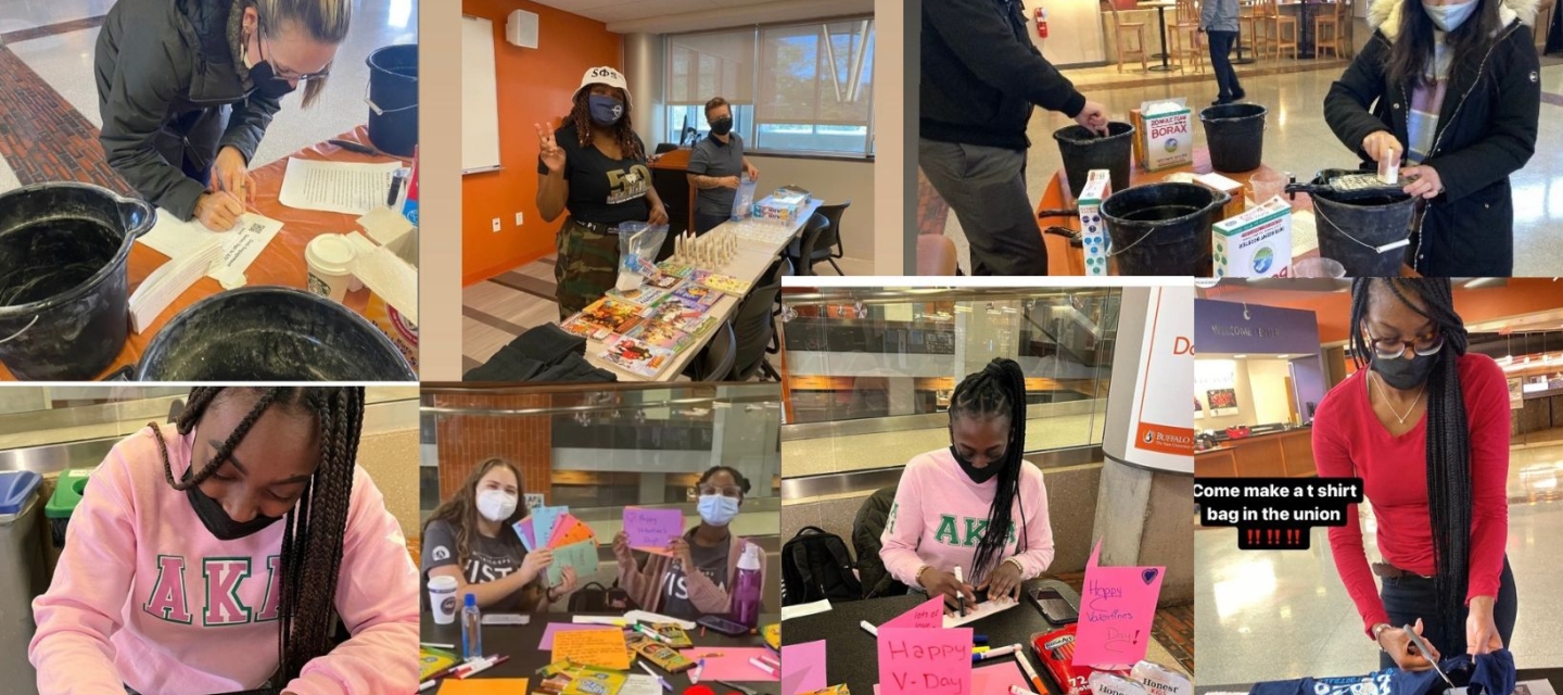 Collage of pictures of students volunteering 